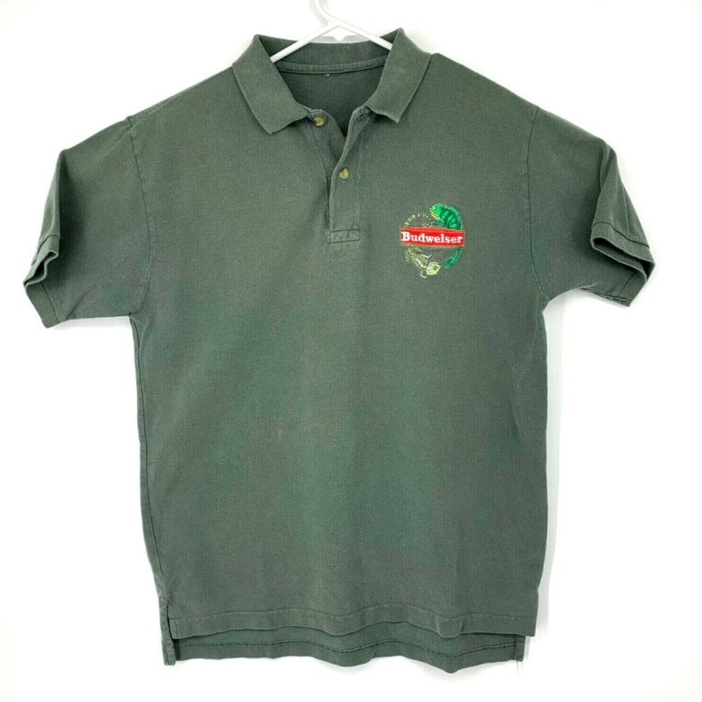 Vintage Budweiser Lizard Polo Button Down Shirt